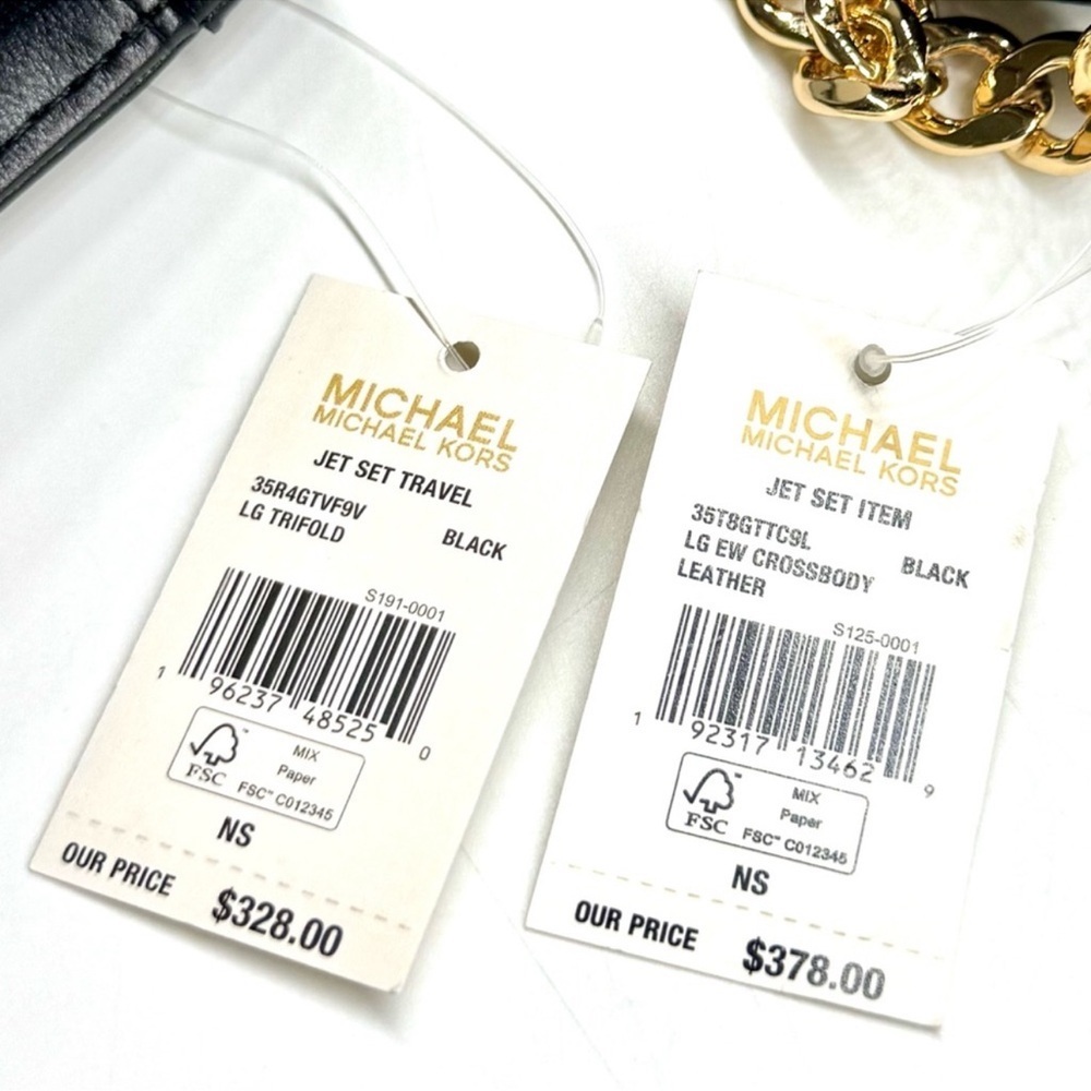 Michael Kors Large Logo Crossbody Bag & Matching Quilted Trifold Wallet Black - Picture 11 of 11